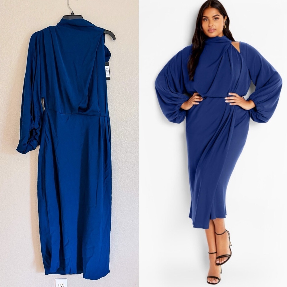 City Chic Plus Size Jaylee deep ocean Long Sleeve Dress
